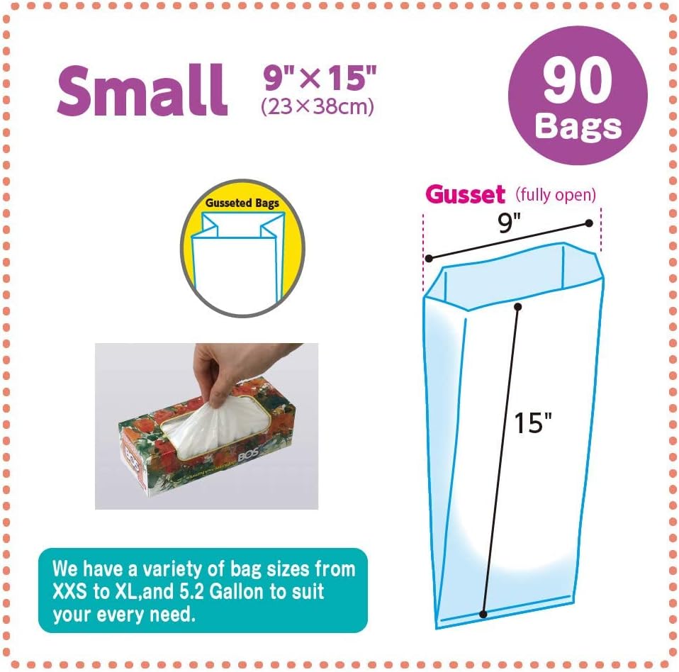 BOS Increíbles bolsas desechables con sellado de olores para pañales, residuos de mascotas o cualquier producto sanitario, duraderas y sin perfume