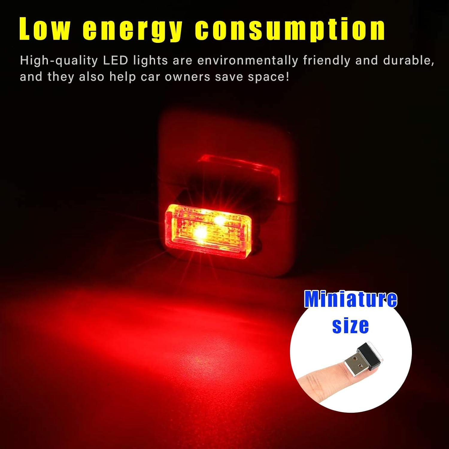 Augeny 4 lámparas LED USB para el interior del automóvil, luz nocturna de decoración USB enchufable, kit de iluminación ambiental portátil para