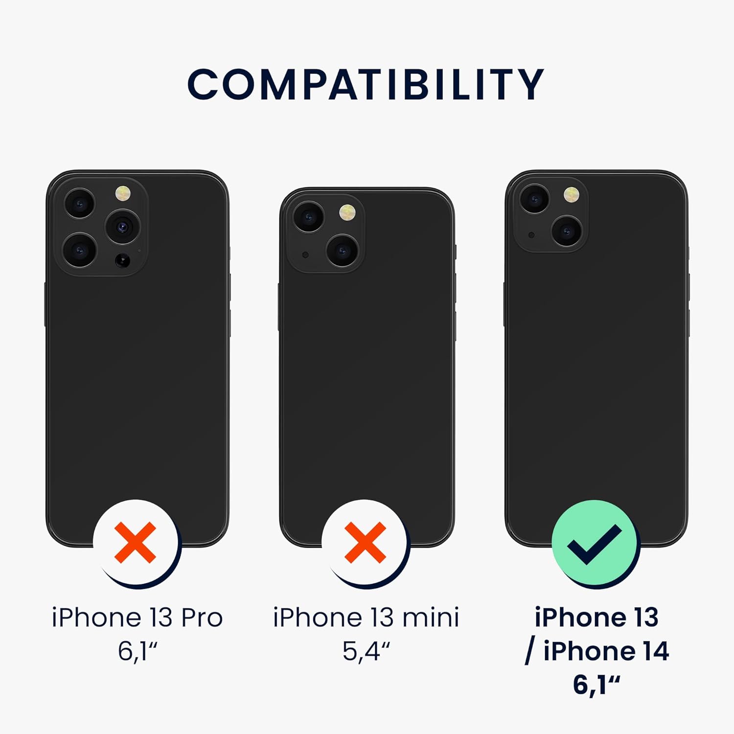 kwmobile Funda cruzada compatible con Apple iPhone 13  iPhone 14 – Funda de policarbonato  TPU con correa – transparentenegro