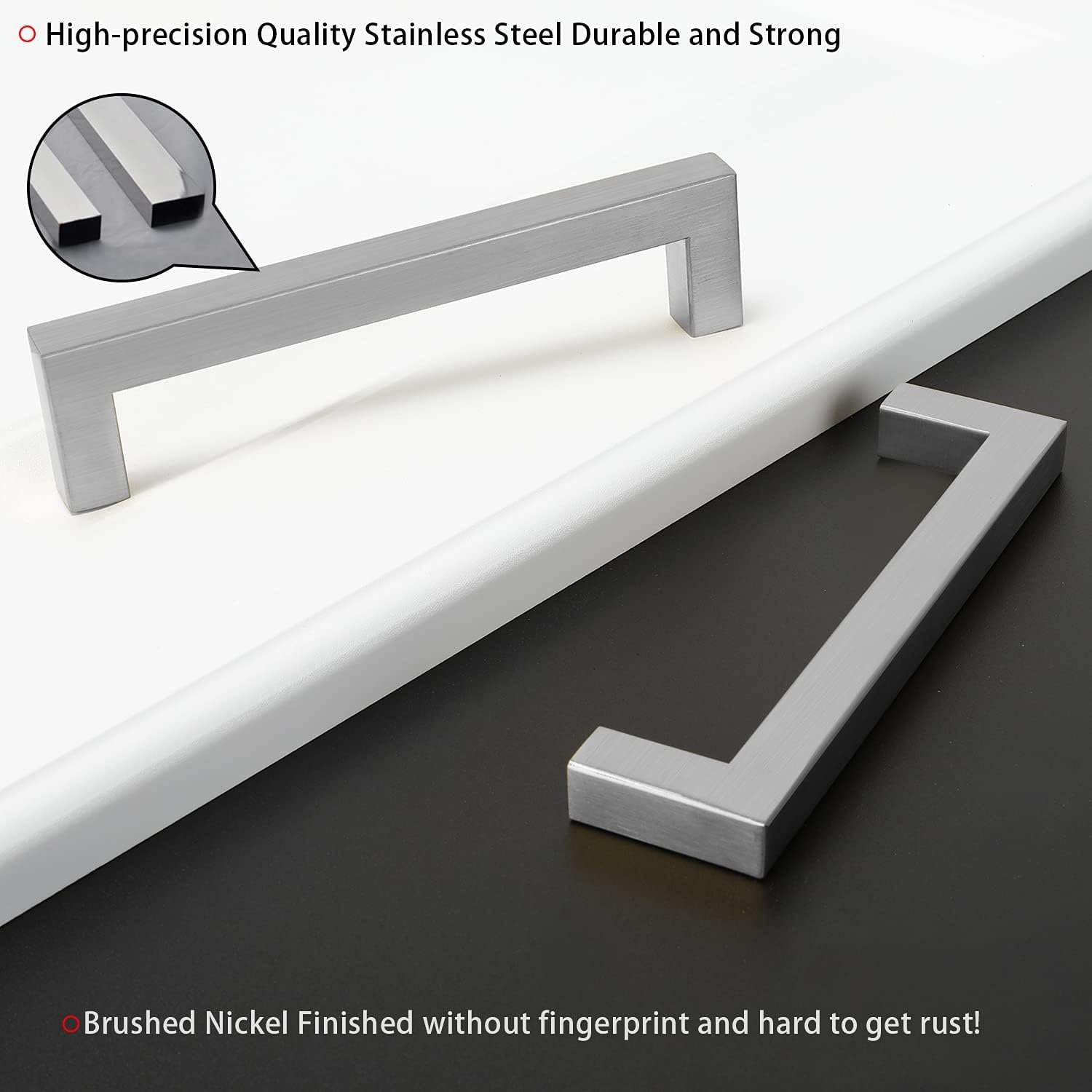 Homdiy – Tiradores cuadrados de níquel cepillado para gabinetes de cocina tiradores modernos de acero inoxidable para cajones, modelo HDJ12SN