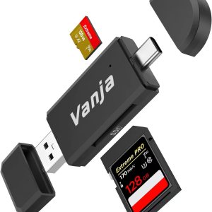 Vanja – Lector de tarjetas de memoria, conector dual USB CUSB 3.0, adaptador de lector de tarjetas SD compatible con SDMicro SDSDHCSDXCMMC tarjeta Vanja – Lector de tarjetas de memoria, conector dual USB CUSB 3.0, adaptador de lector de tarjetas SD compatible con SDMicro SDSDHCSDXCMMC tarjeta