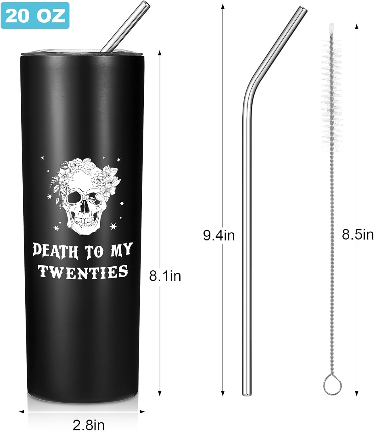 Maxcheck Rip to My 20s – Decoraciones de cumpleaños, 2 tazas góticas de regalo de cumpleaños número 30, vaso de cumpleaños de 20 onzas, regalo de