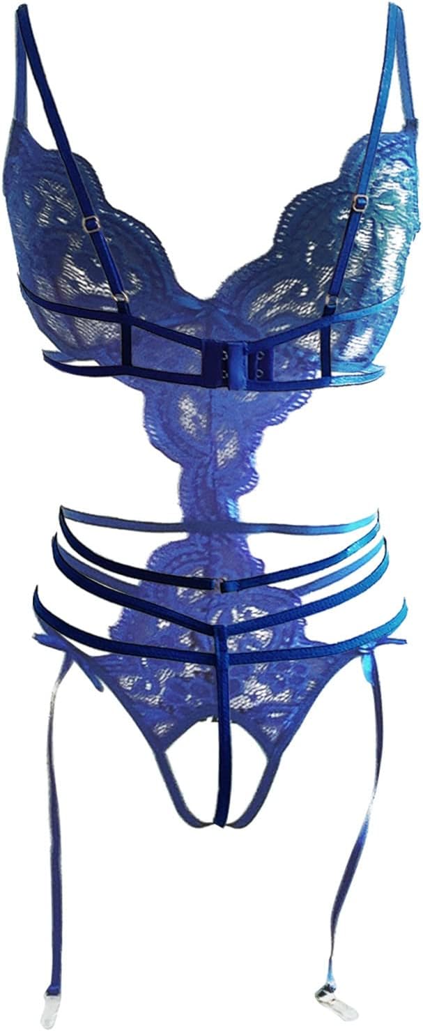 Lencería de una pieza para mujer, body sexy de encaje con escote en V profundo, ropa de dormir exótica zorra para sexo y juego travieso, L24