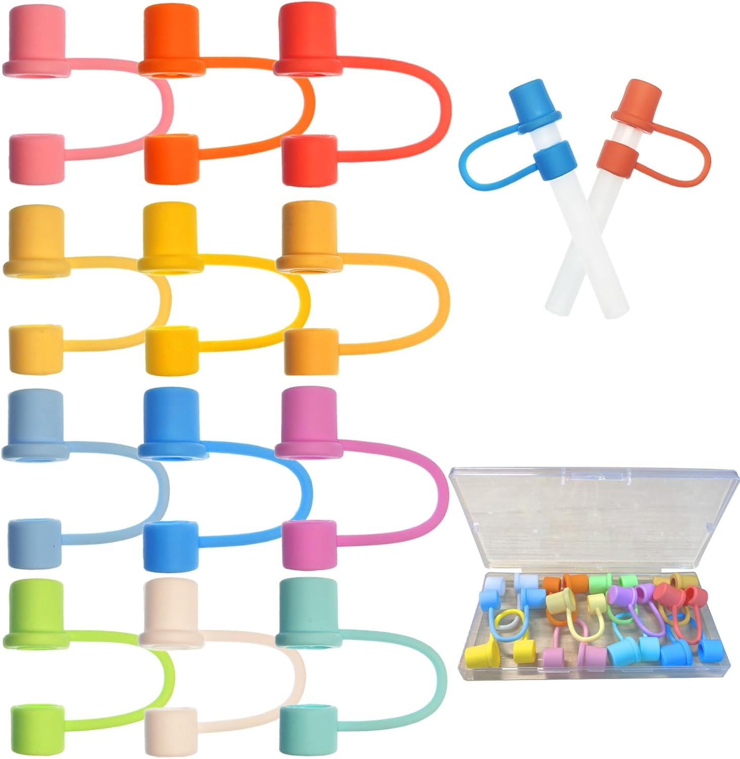 Stanley Fundas de pajilla, 12 fundas de popote para vaso Stanley Cup Simple de 40 onzas Hydrapeak de 40 onzas, funda de popote de silicona suave