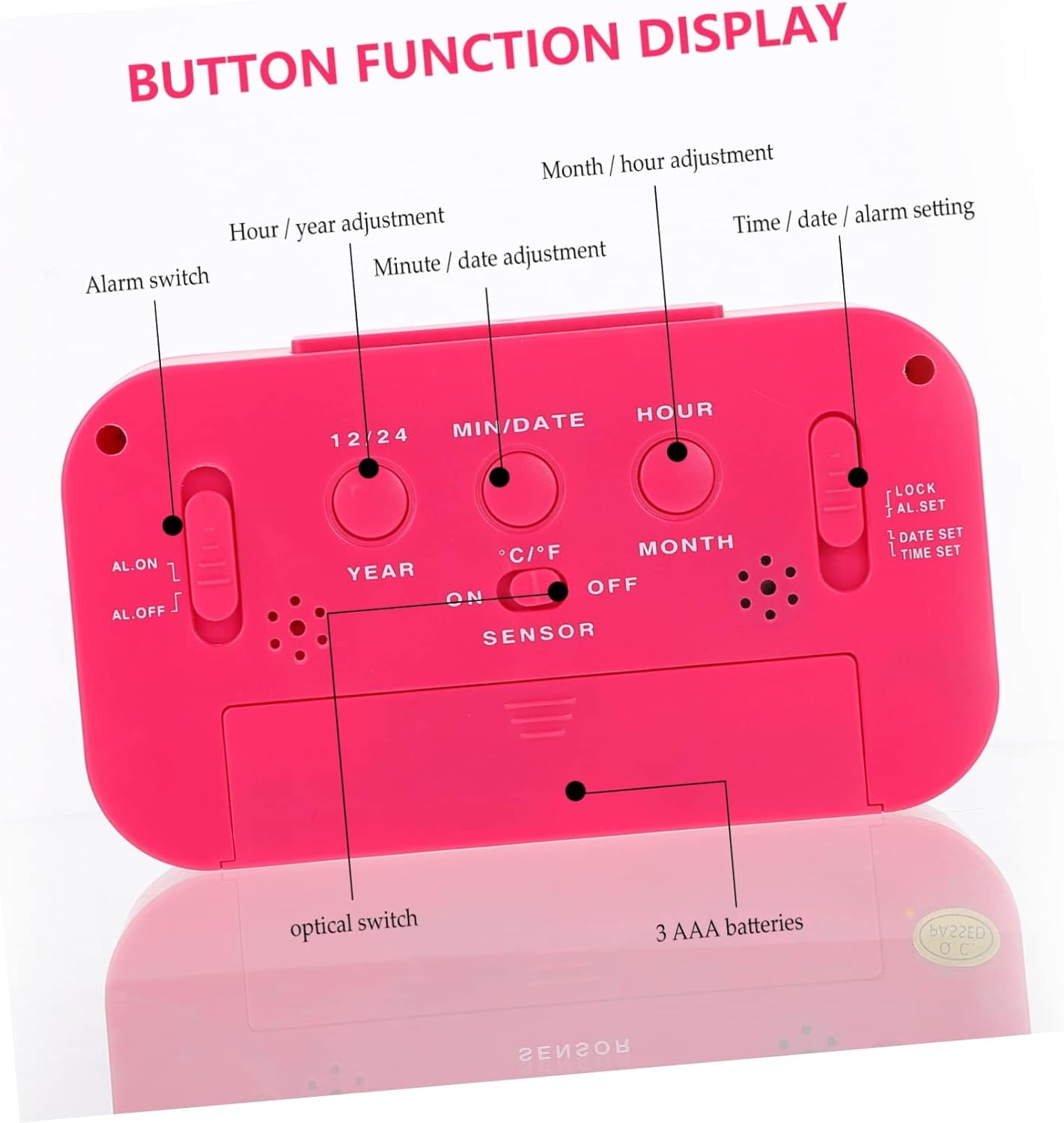 1 Unidades Reloj Despertador Calendario Reloj Despertador Dormitorio Alarma Multifunción Reloj despertador Radio Digital Reloj despertador para