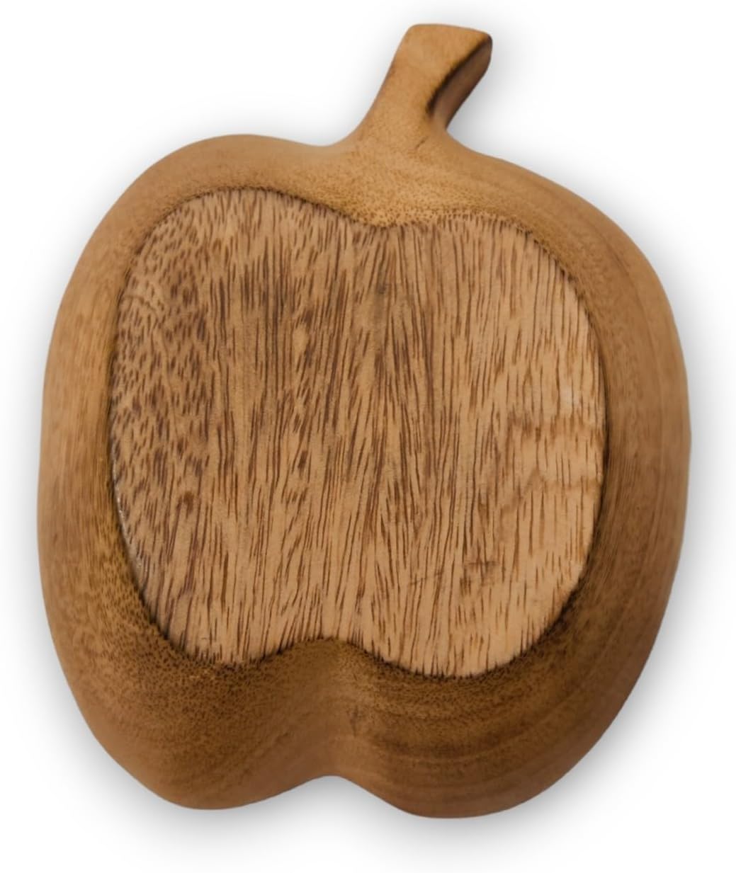 BestySuperStore Bandeja de madera con forma de fruta de manzana marrón de 7 pulgadas de largo, hecha a mano, funcionales, coleccionables, vajilla de