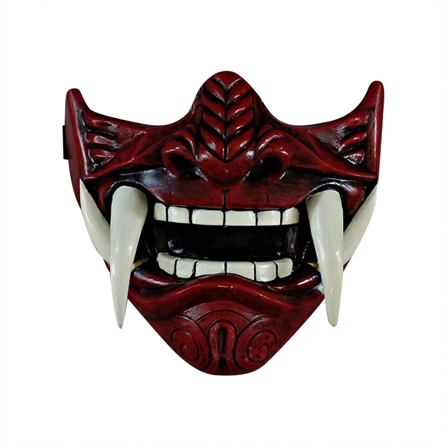Decoraciones de Halloween, máscara japonesa de Hannya De-mon Oni Sam-urai NOH Kabuki Prajna Devil media máscara cosplay, fiesta espeluznante