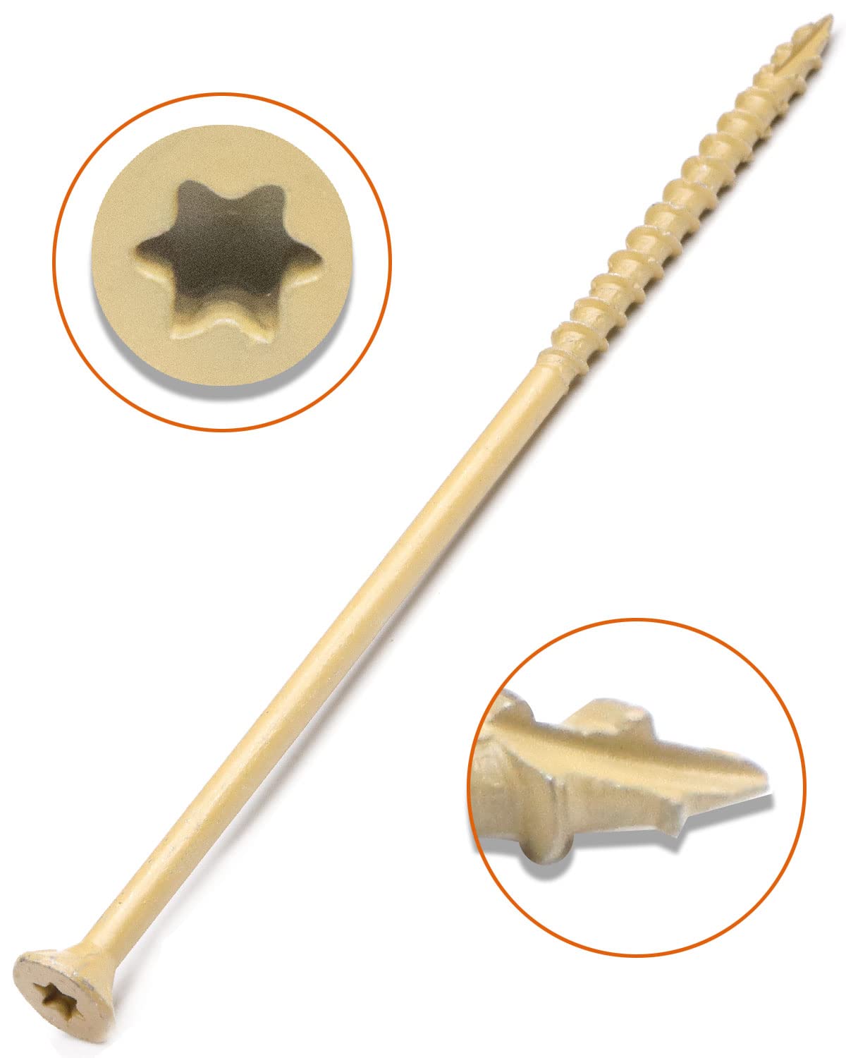 Tornillos de cubierta, tornillos de madera para exteriores #10 x 5 pulgadas, 25 unidades, acero al carbono con estrella y roscas gruesas,