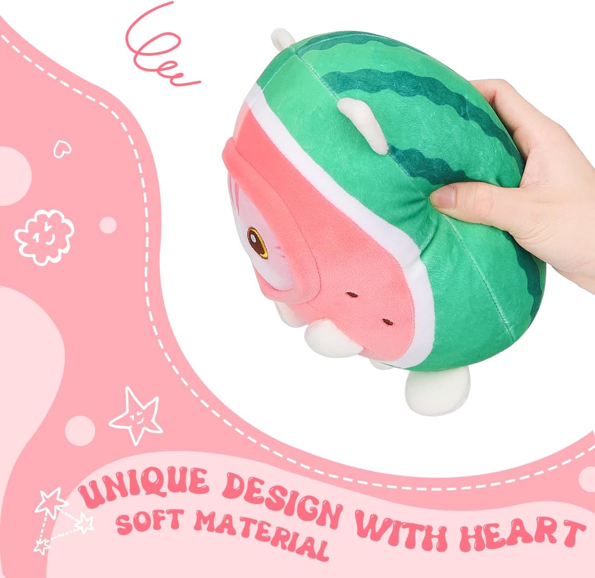 AIXINI Bonita almohada de peluche de gato sandía de 8 pulgadas, suave peluche Kawaii con traje de fruta, regalo para niños