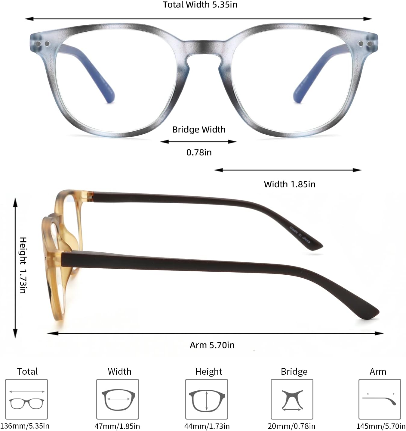 Areyeth 2 pares de anteojos de lectura redondos retro para mujer, lectores con bloqueo de luz azul, anteojos de moda antifatiga ocular (1.75X)
