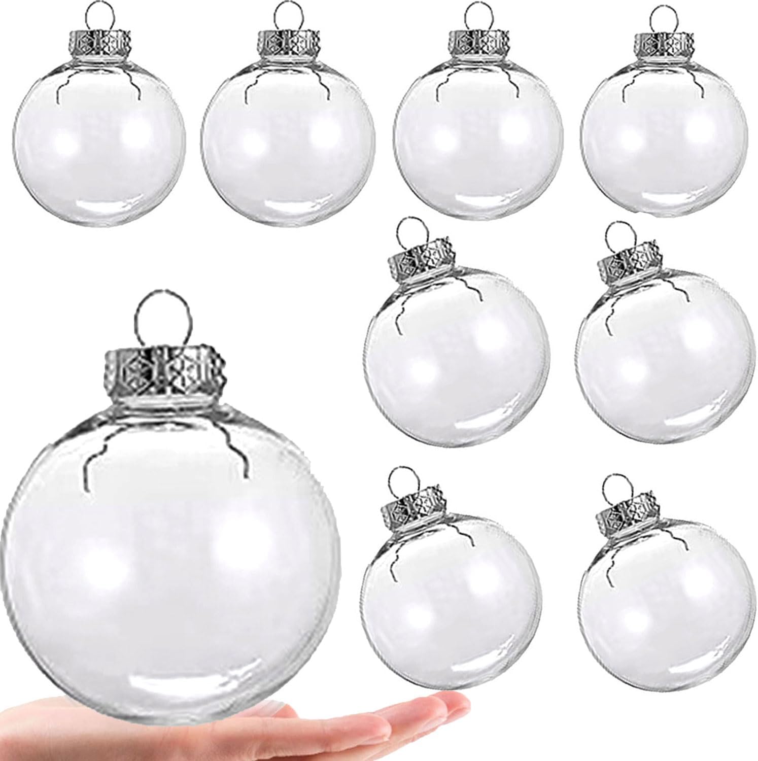 8 bolas decorativas de plástico transparente para colgar, 3.15 pulgadas, esferas decorativas de plástico rellenables para Navidad, Halloween,