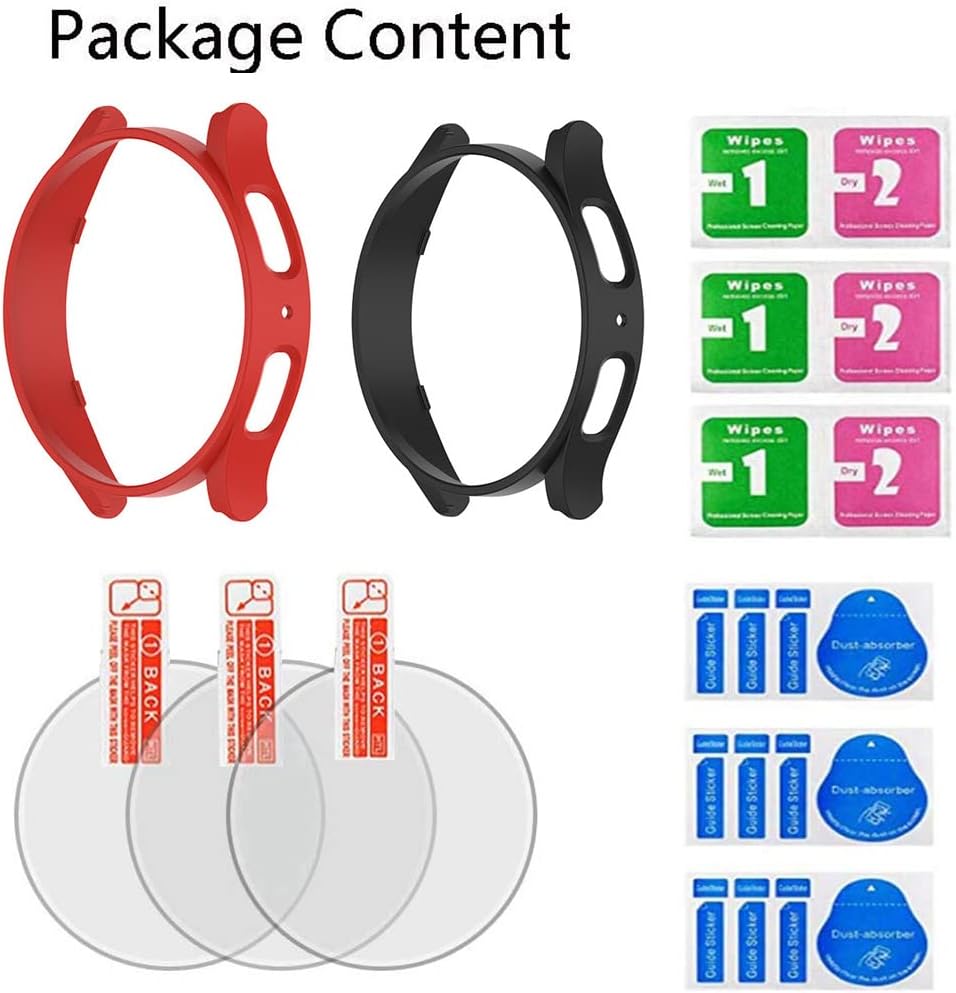 Protector de pantalla (3+2 unidades) compatible con Samsung Galaxy Watch 5 Pro de 1.772 pulgadas, película de vidrio templado antiarañazos,