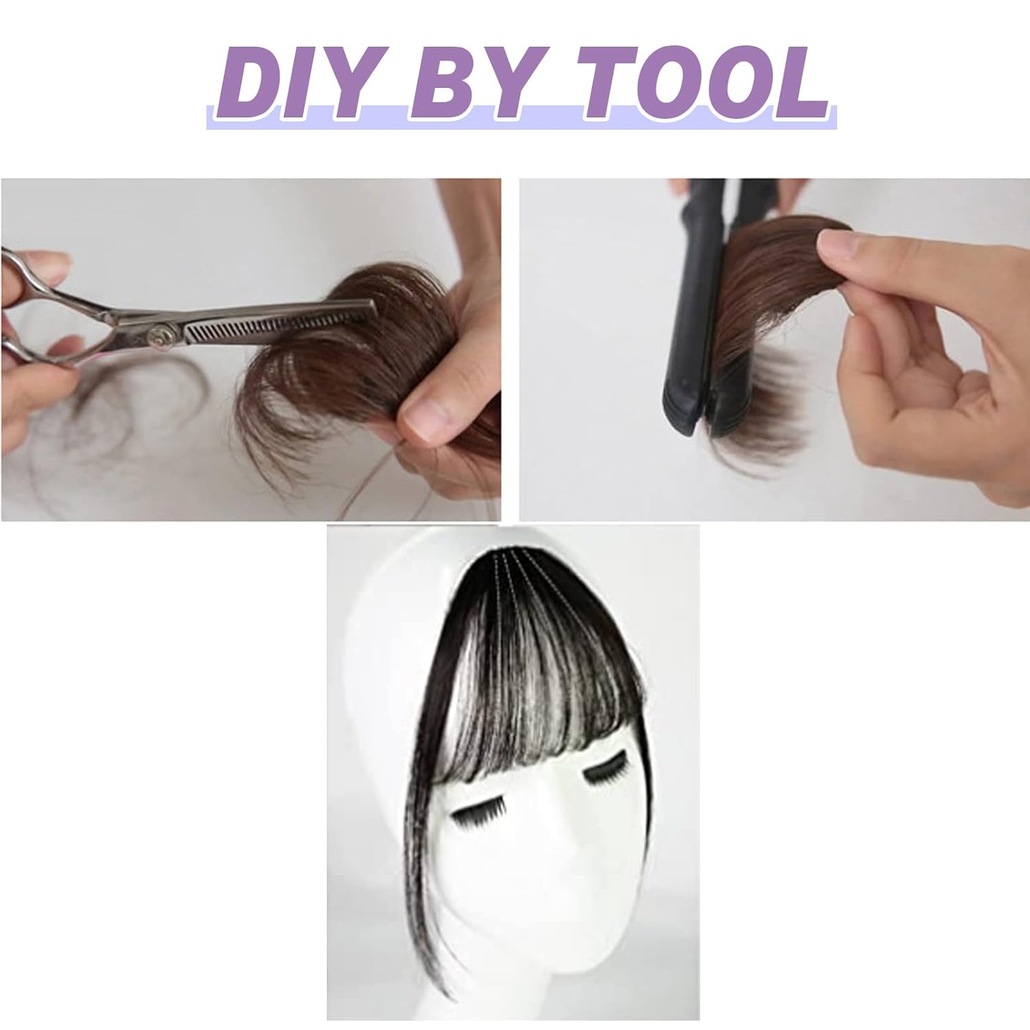 WILLBOND Flequillo de cabello con clip, flequillo delgado con sienes para mujer, flequillo plano y ordenado, extensión de cabello para uso diario
