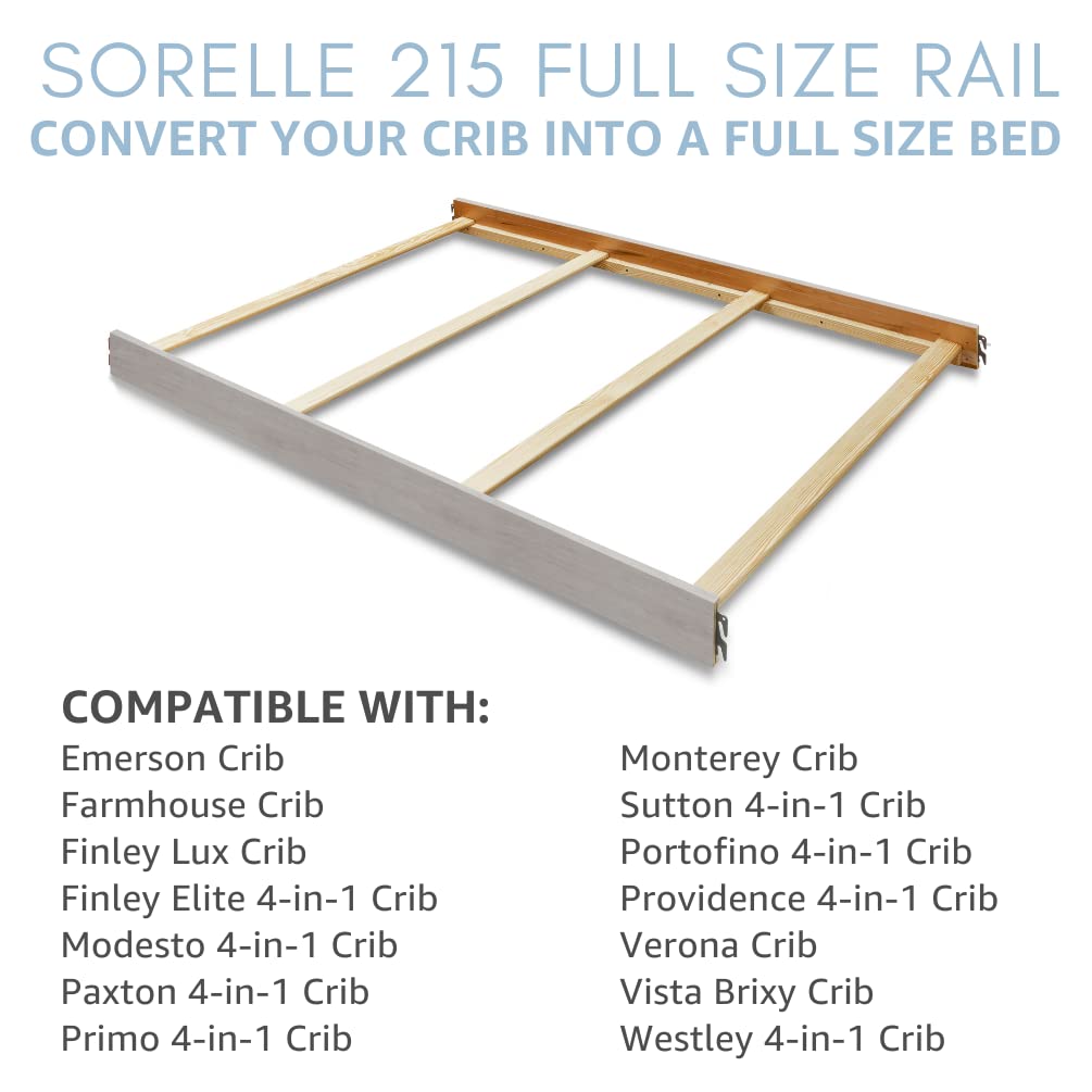 Sorelle Furniture Rieles para niños pequeños y rieles para cama de tamaño completo, kit de conversión de riel de cama y cuna de madera Sorelle,
