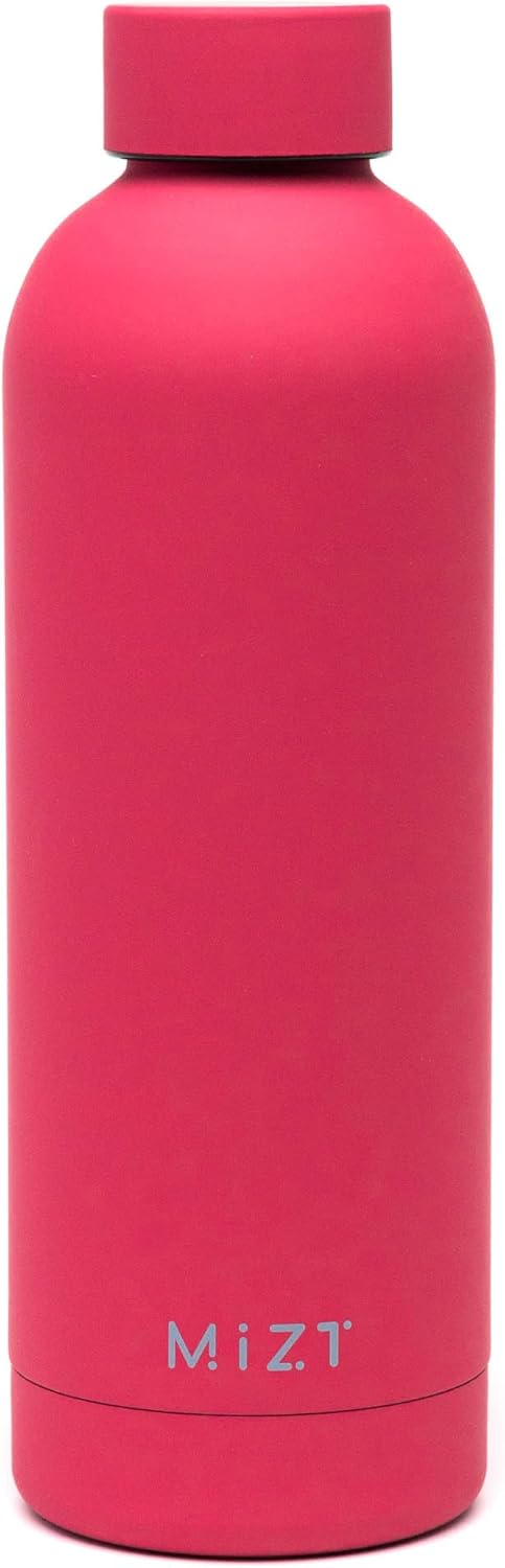 MIZT – Botella de agua deportiva de acero inoxidable 188 con doble pared con aislamiento de boca estrecha, a prueba de fugas, botella de viaje,