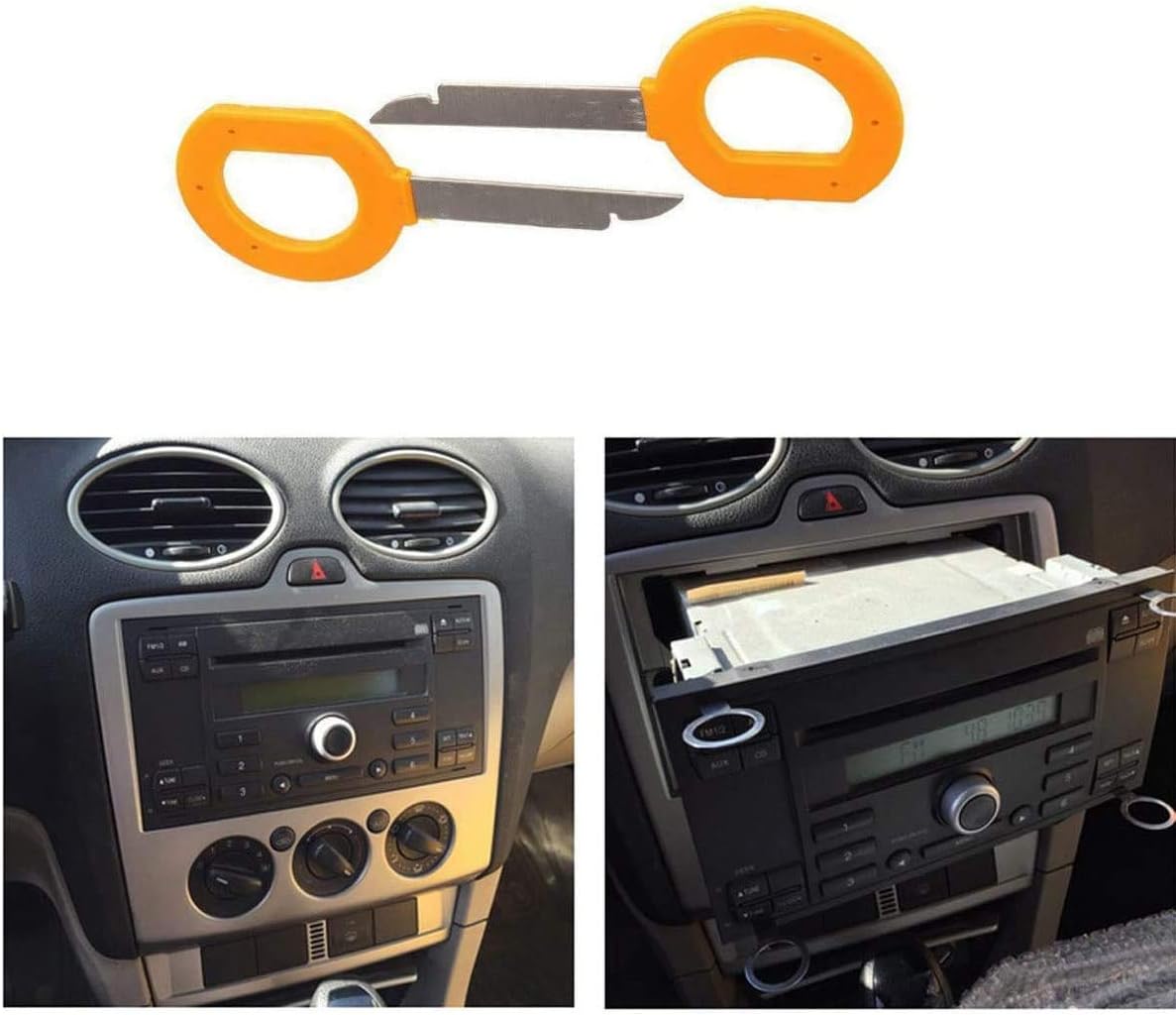 4 llaves de extracción de radio estéreo de coche compatibles con VW – SEAT – Audi – Skoda – Ford