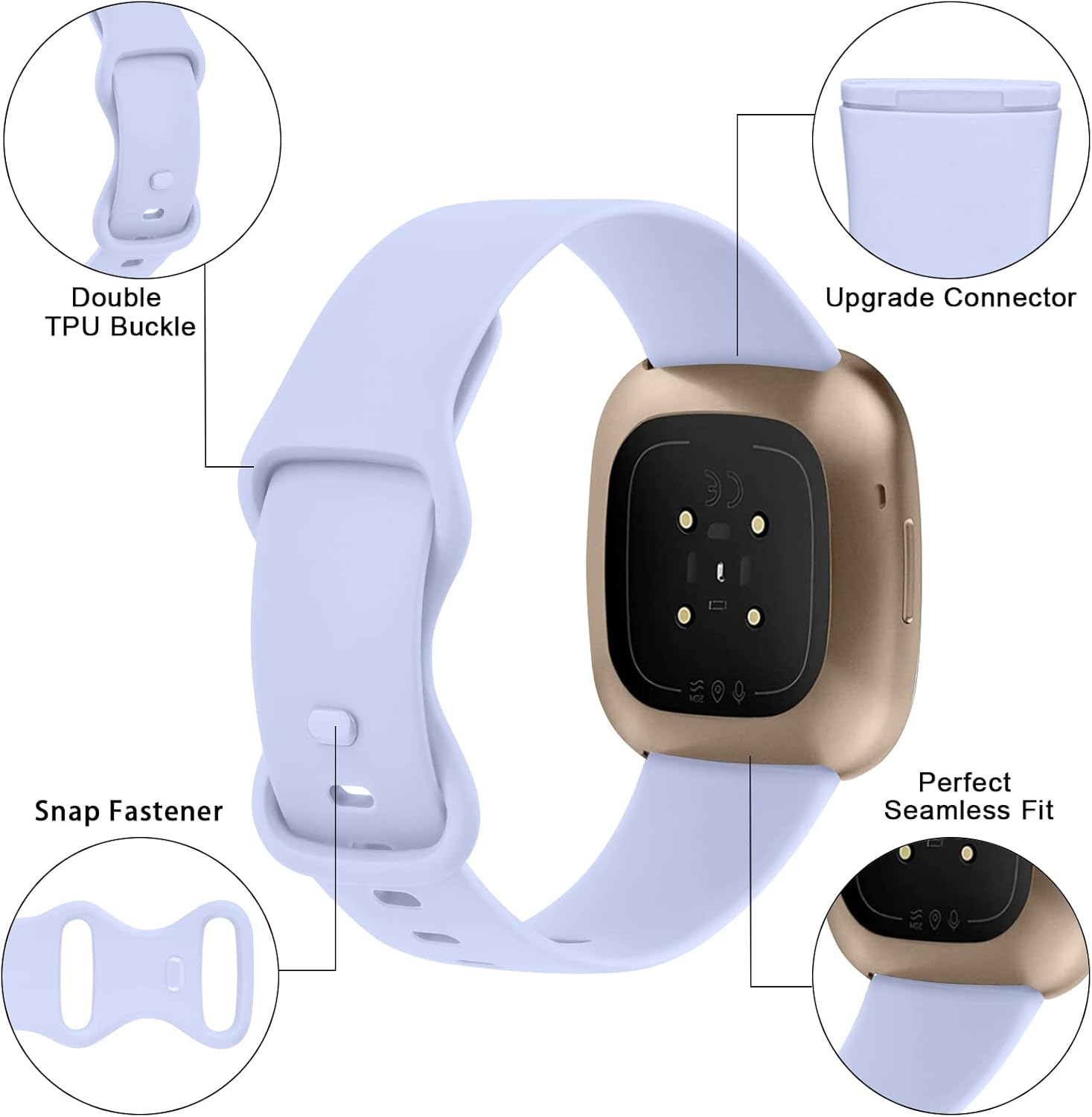 Vancle Bandas de silicona compatibles con Fitbit Versa 4, Fitbit Versa 3, Fitbit Sense 2, bandas Fitbit Sense 2 para mujeres y hombres, correas