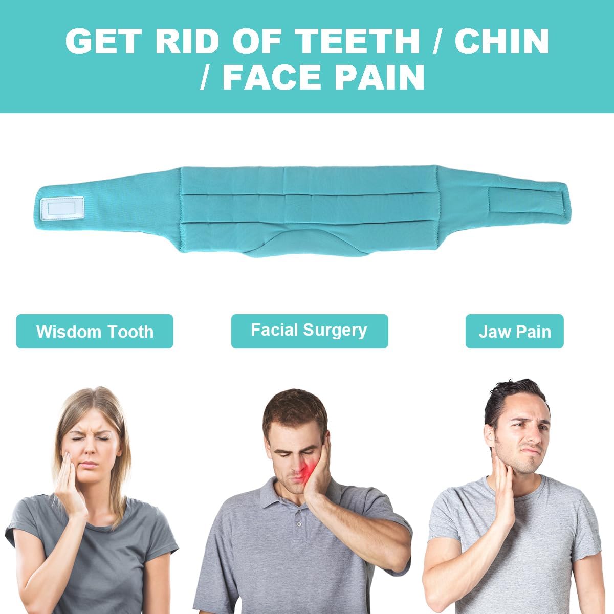 Paquete de hielo facial para muelas del juicio, terapia de frío de larga duración, 2 horas de duración, envoltura flexible para la cabeza para