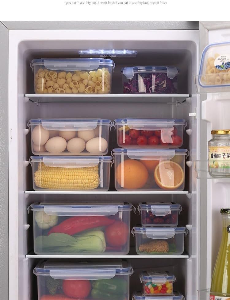iKumar Juego de 10 recipientes (5 recipientes y 5 tapas) de alta calidad, multifuncional, grande, para refrigerador, alimentos frescos, a prueba de