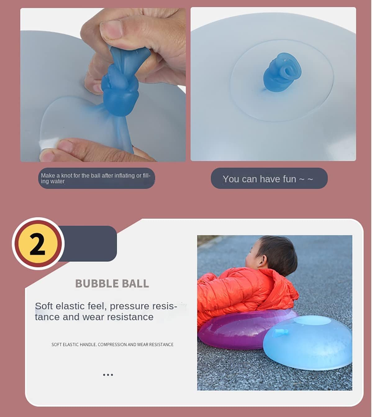 Bola de burbujas llena de agua de 36 pulgadas, bola de globo de burbujas que sopla bola TPR creativa de inyección de agua, juguete divertido para