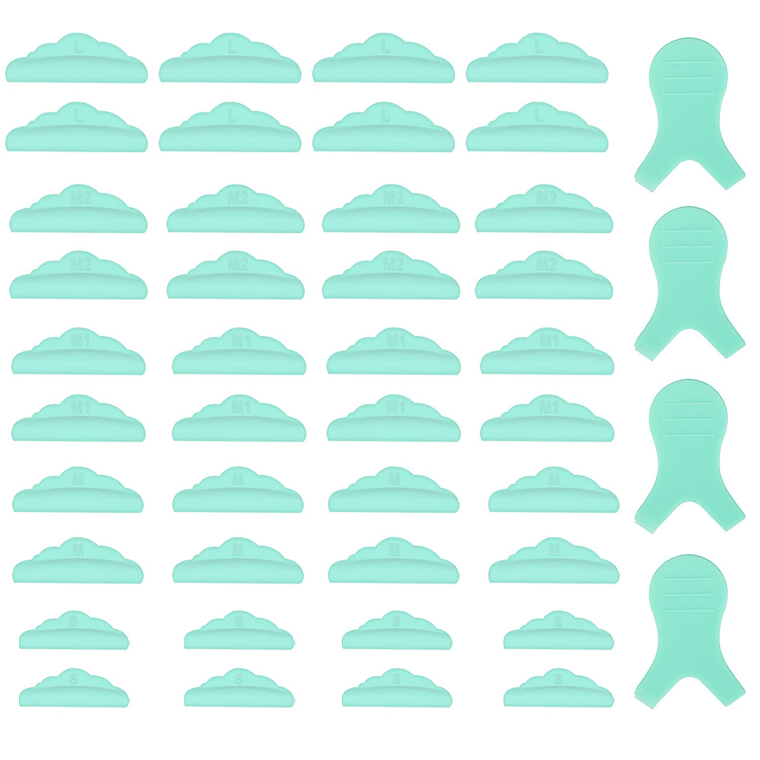 44 varillas de elevación de pestañas, herramientas de maquillaje de rizador de pestañas de silicona, 5 tamaños SMM1M2L, almohadillas reutilizables
