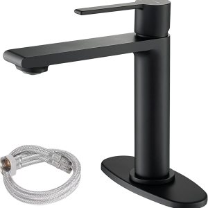 Casta Diva Grifo de lavabo de baño de una sola manija, incluye placa de cubierta para fregadero de baño de 1 o 3 agujeros, instalación sin Casta Diva Grifo de lavabo de baño de una sola manija, incluye placa de cubierta para fregadero de baño de 1 o 3 agujeros, instalación sin