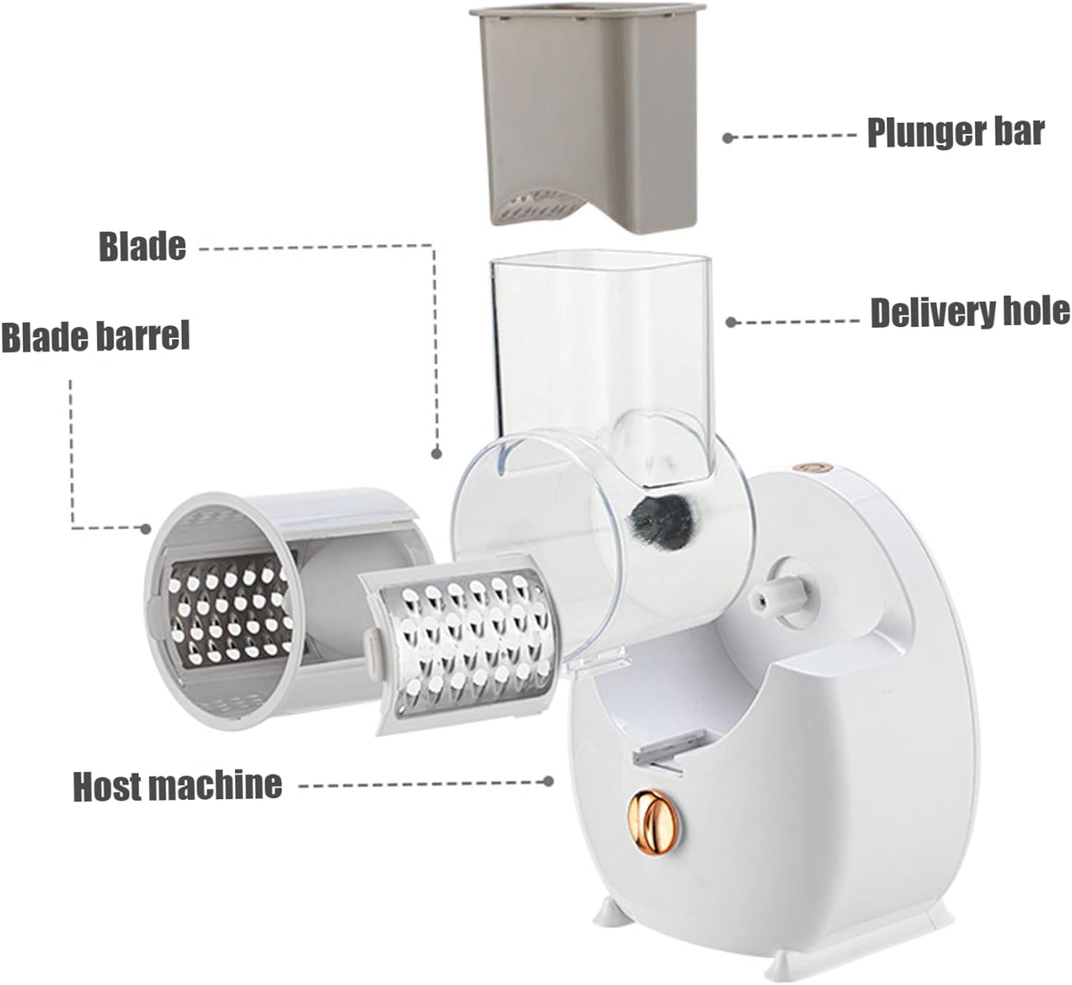 Rallador eléctrico de queso, rallador de queso giratorio automático de 50 W, rallador de queso USB desmontable, cortador de verduras para uso