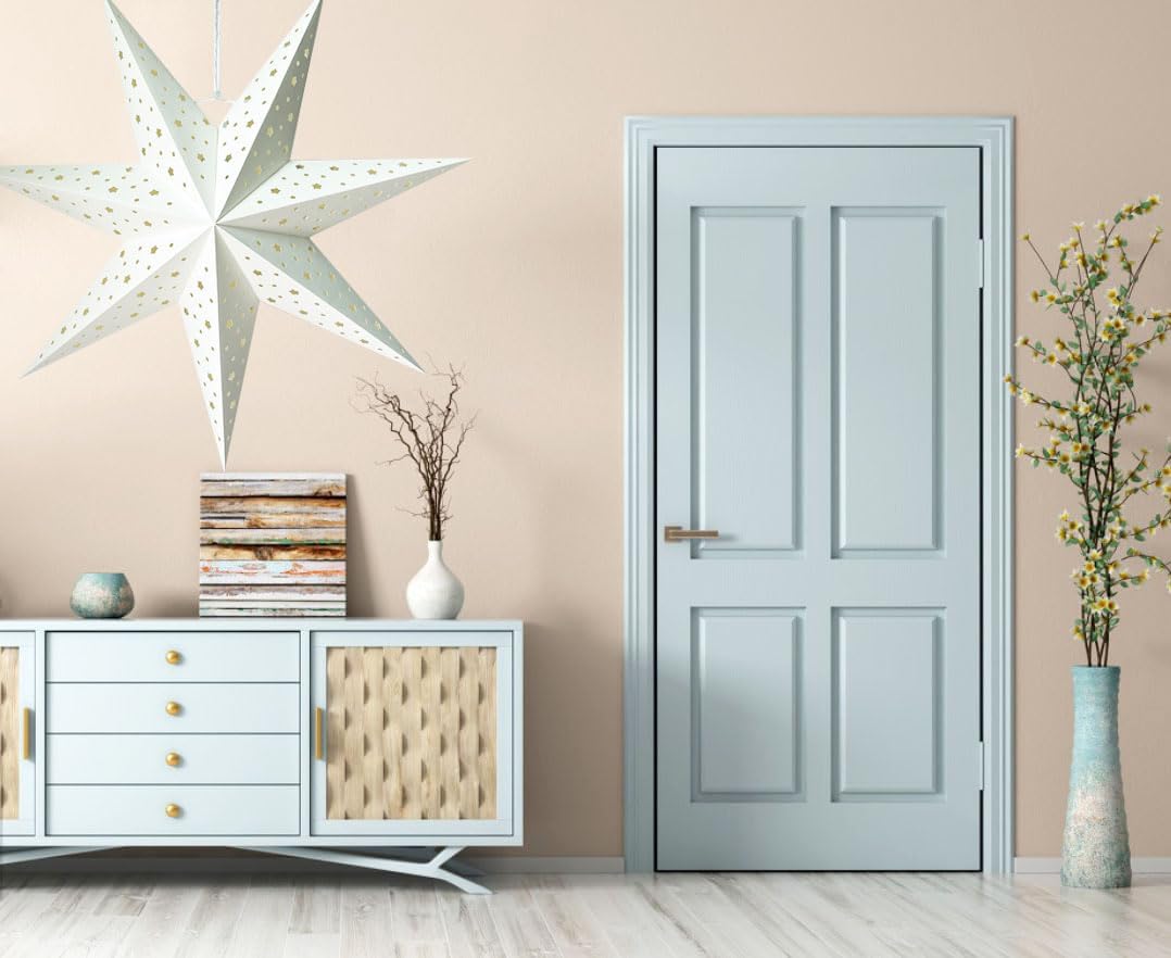 Linterna de papel con estrella de papel, pantalla colgante de Navidad, decoración para boda, fiesta de cumpleaños, decoración del hogar (M, blanco)