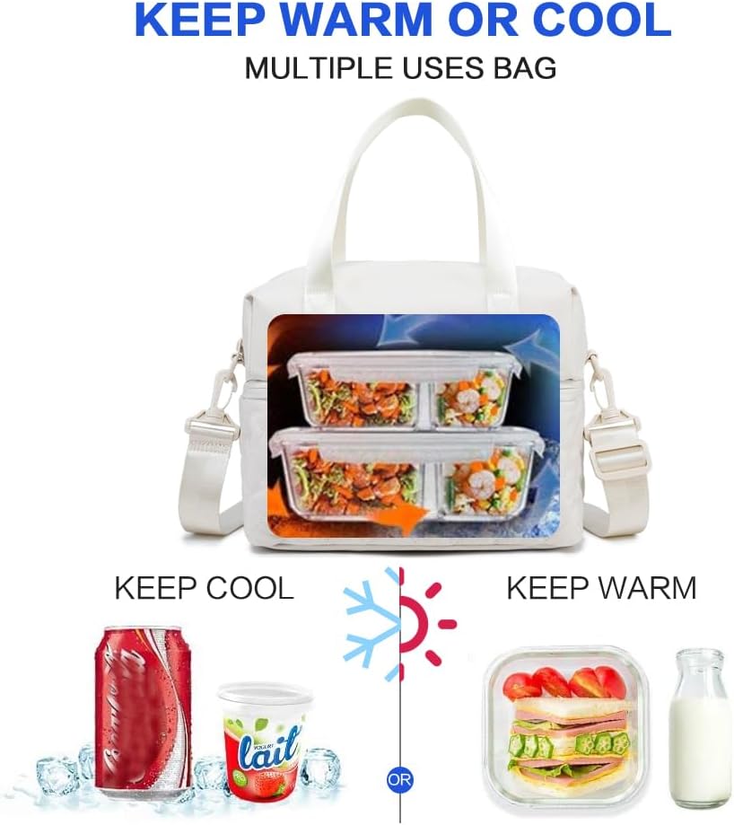 NOL Natural Organic Lifestyle Bolsa de almuerzo reutilizable para mujer, a prueba de fugas, con aislamiento medio, de nailon, con correa desmontable