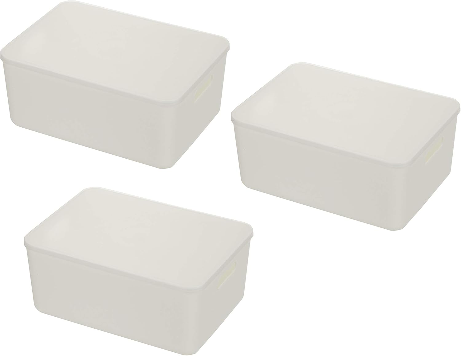 YBM Home Contenedor de plástico apilable con tapa, multiusos para aula, cajones, escritorio, oficina, sala de juegos, estantes, armarios, blanco,