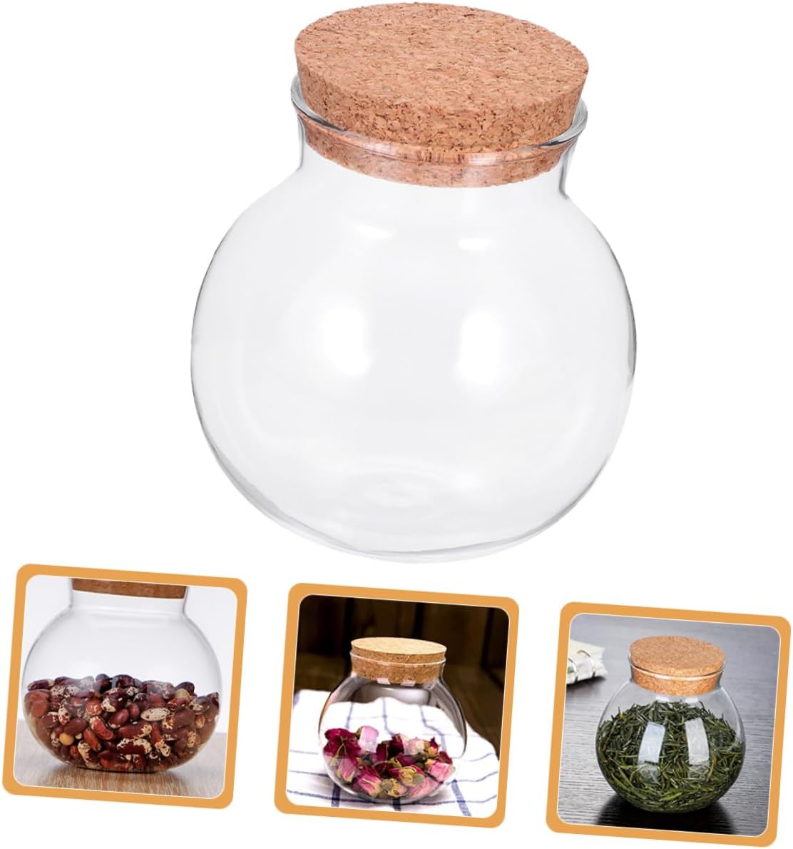 TIDTALEO Tanque de almacenamiento de vidrio de corcho para almacenamiento de café, recipiente hermético para cereales, recipientes grandes de vidrio