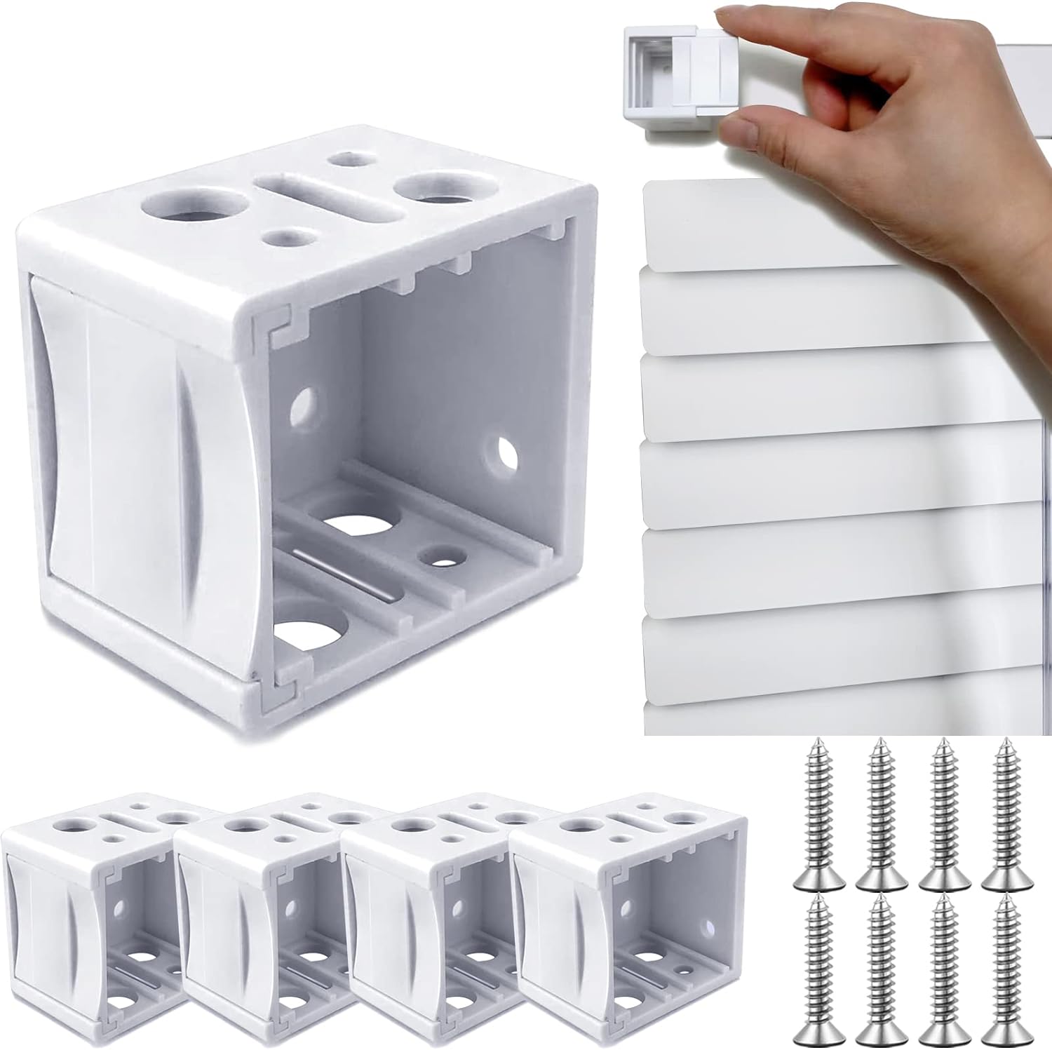 Mini soportes para persianas, soportes para persianas de 1 pulgada, soportes para persianas para soporte de barandilla, soportes blancos para