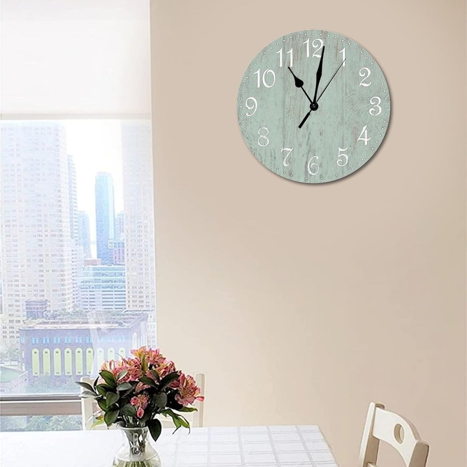 Relojes de pared de madera de espuma de mar con pilas, silenciosos, sin tictac, de 12 pulgadas, moderno, de espuma de mar, reloj de madera verde,
