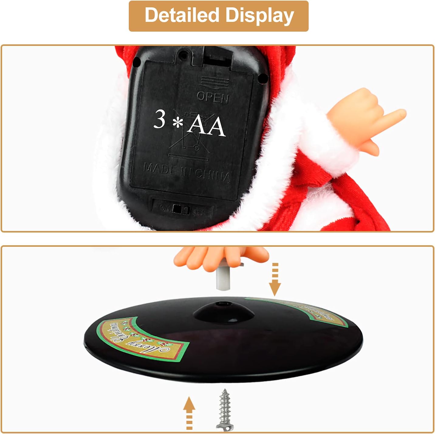 SdeNow Papá Noel cantando bailando, Papá Noel giratorio invertido de Navidad, muñecos musicales eléctricos de Navidad, juguetes de peluche