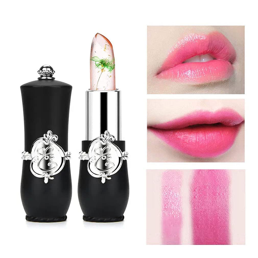RanRui Paquete de 6 lápices labiales Crystal Flower Jaly, bálsamo labial nutritivo de larga duración, hidratante para labios, cambio de color,