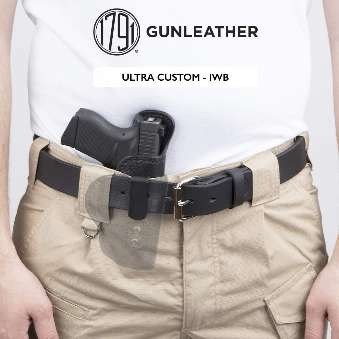 1791 GUNLEATHER Funda de cuero ultra personalizada para Sig P226, S&W MP Shield, Glock 19, Ruger SR9 y marcos similares – Funda IWB CCW – Funda de
