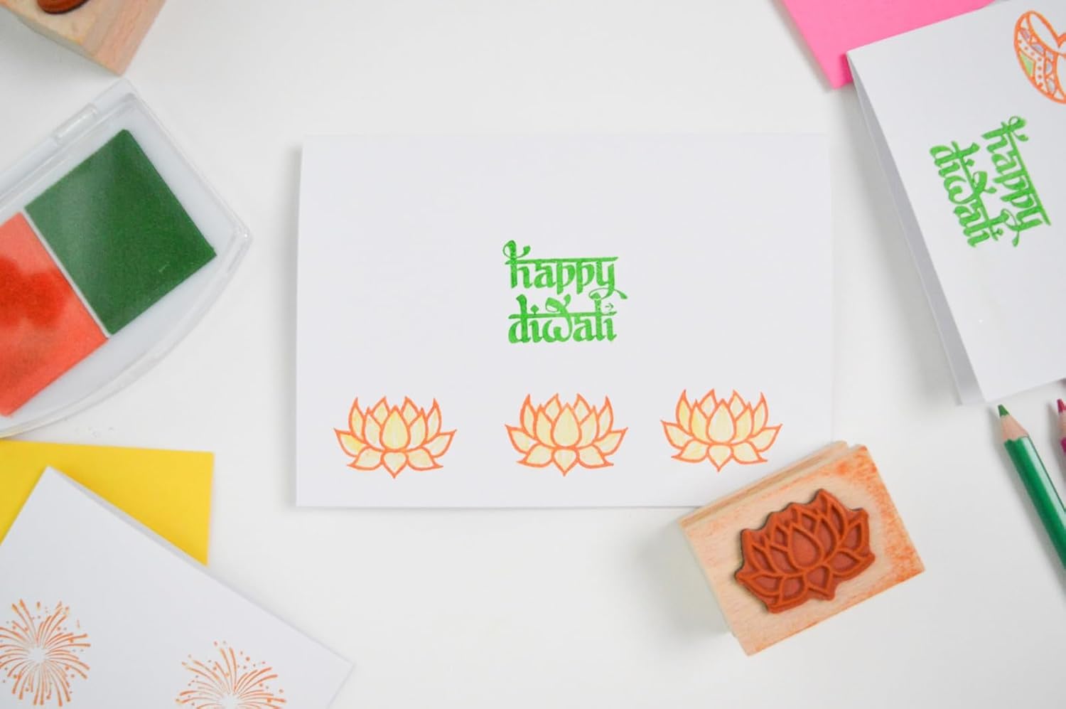 Juego de sellos de madera Happy Diwali