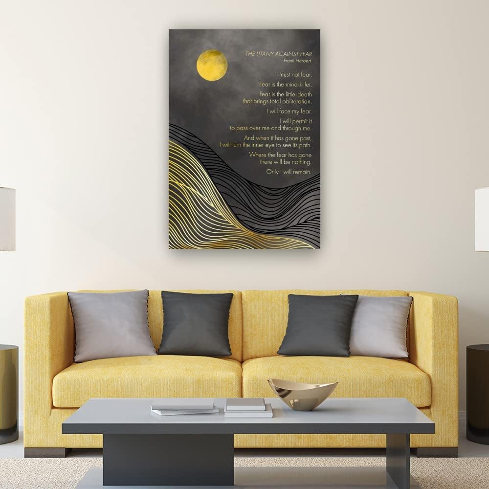 Litany Against Fear de Frank Herbert – Póster decorativo para habitación de baño, decoración de lienzo para dormitorio, arte de pared, arte moderno