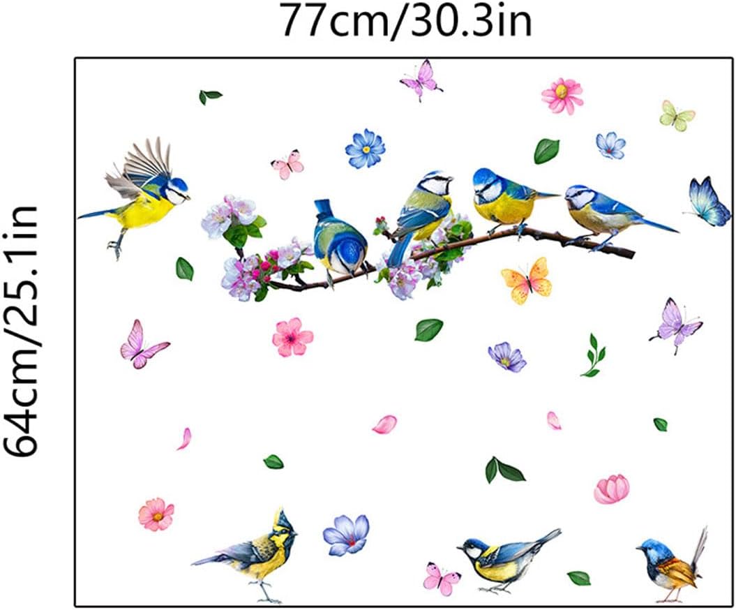 Calcomanías florales de doble cara para ventana de primavera y verano, calcomanías coloridas para ventanas de pájaros de vidrio, puertas