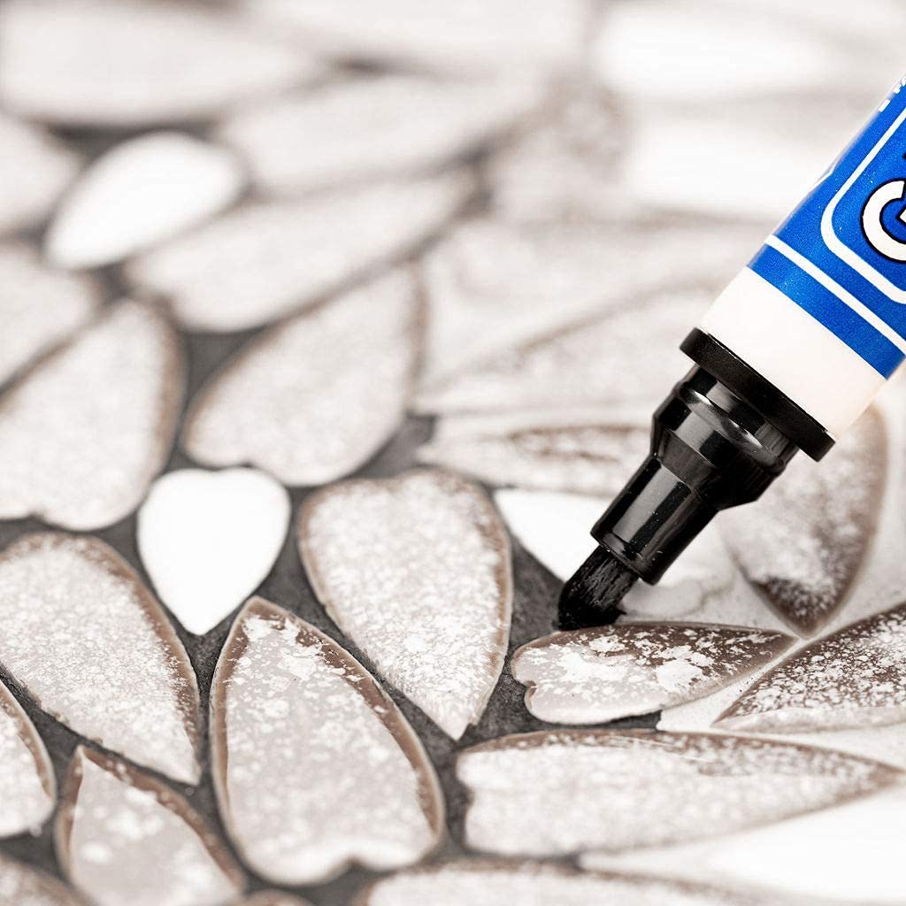 Rotulador de pintura para azulejos negro, paquete de 1 y 2 unidades con puntas adicionales (estrecha, 0.197in), colorante y sellador impermeable