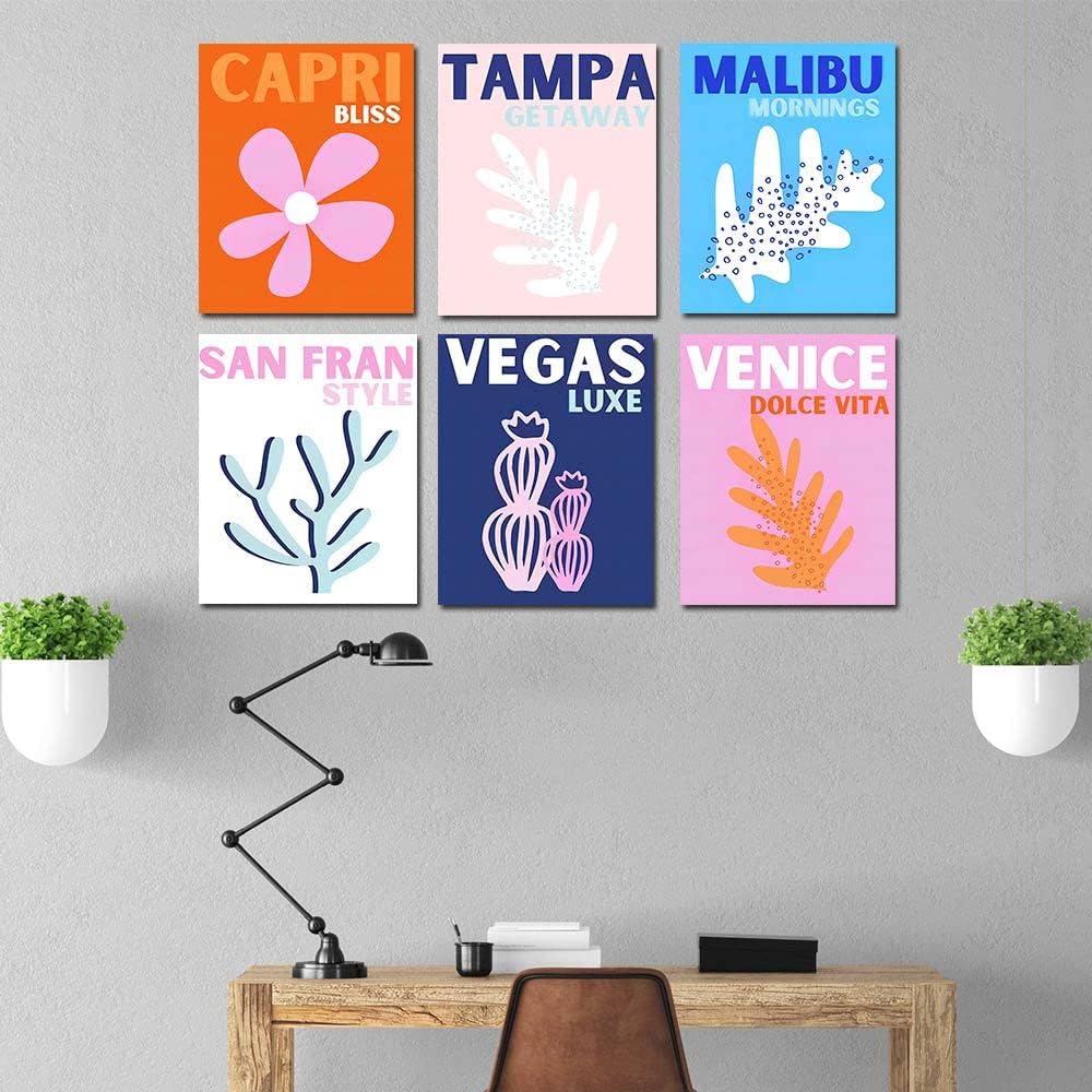 YOWOCAL Juego de impresiones artísticas de viaje de 8 x 10 pulgadas, decoración de habitación de preppy, impresiones artísticas en lienzo estético