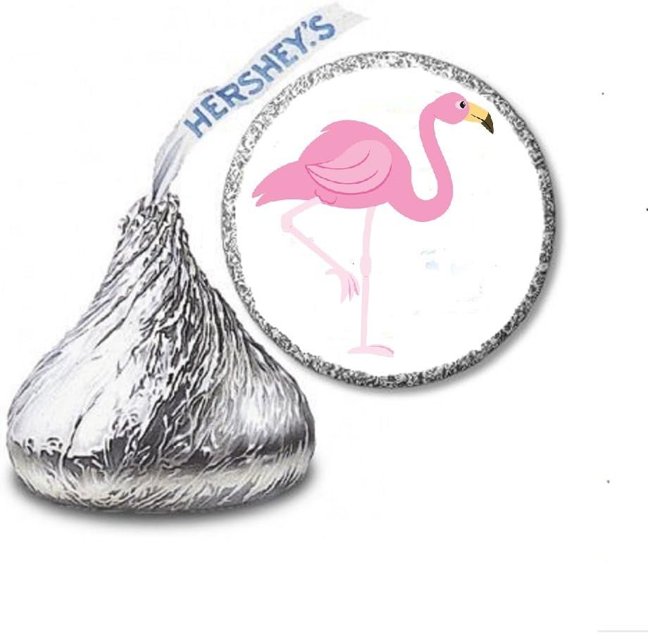 JS&B Enterprises 216 etiquetas de flamenco rosa Luau para caramelos Hershey’s Kisses – Recuerdos de fiesta