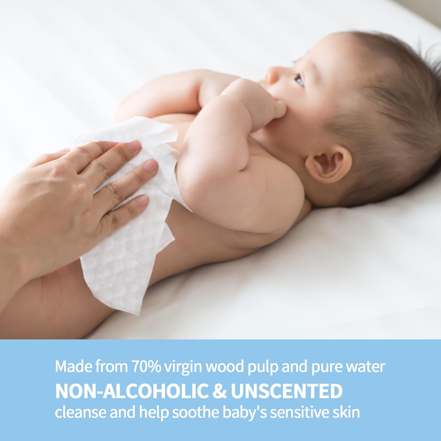 Toallitas de pañales para niños pequeños, 80 unidades, toallitas de agua pura, sensibles con dispensador abatible, hipoalergénicas