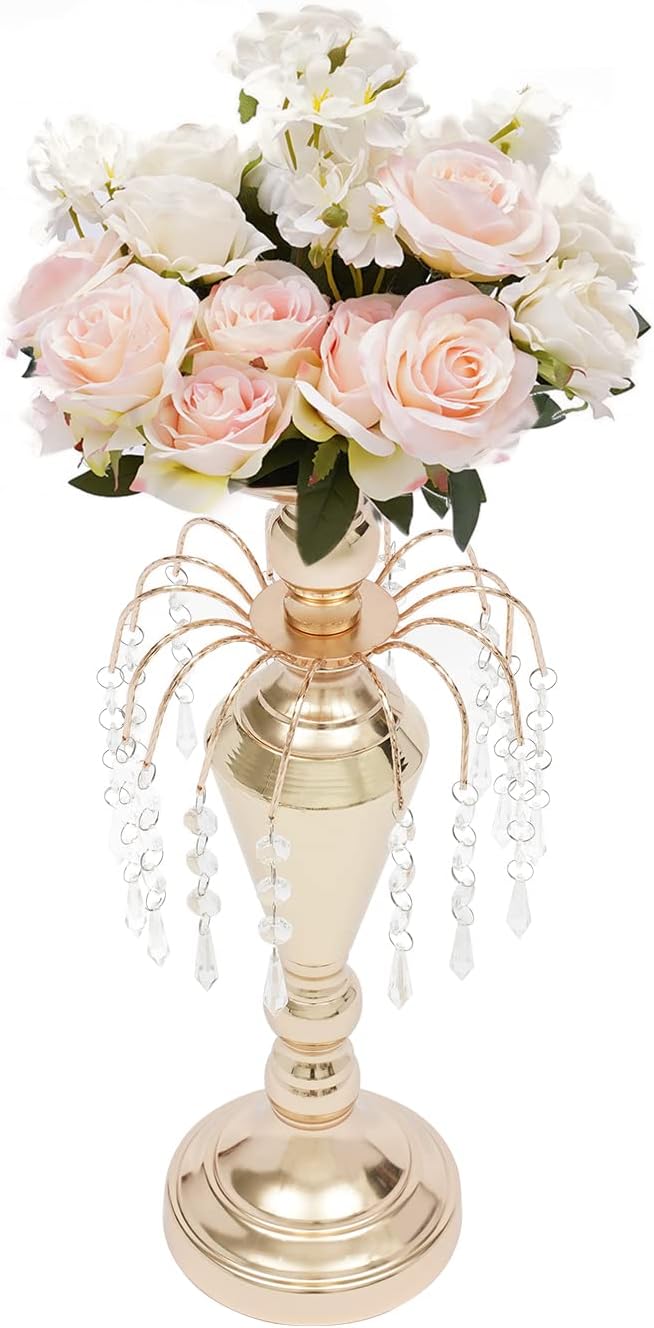 10 piezas de 17.7 pulgadas de altura versátil de metal para centros de mesa de boda, jarrón y portavelas de pilar, soporte de arreglo floral de
