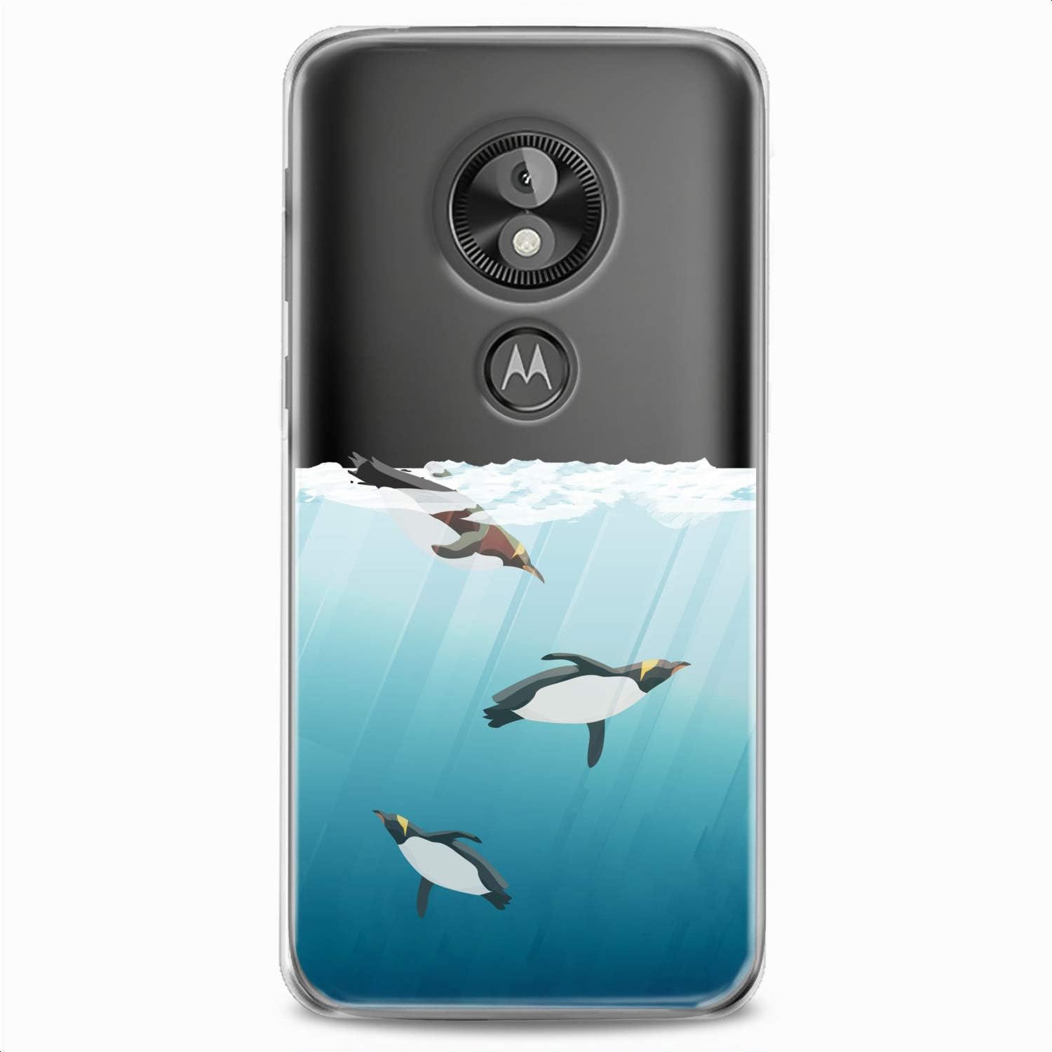 Funda de TPU compatible con Motorola G9 G8 Plus G7 E20 P40 Z4 Edge 20 G22 Stylus Pingüinos Natación Lindo Diseño Lindos Animales Claro Slim Fit Art