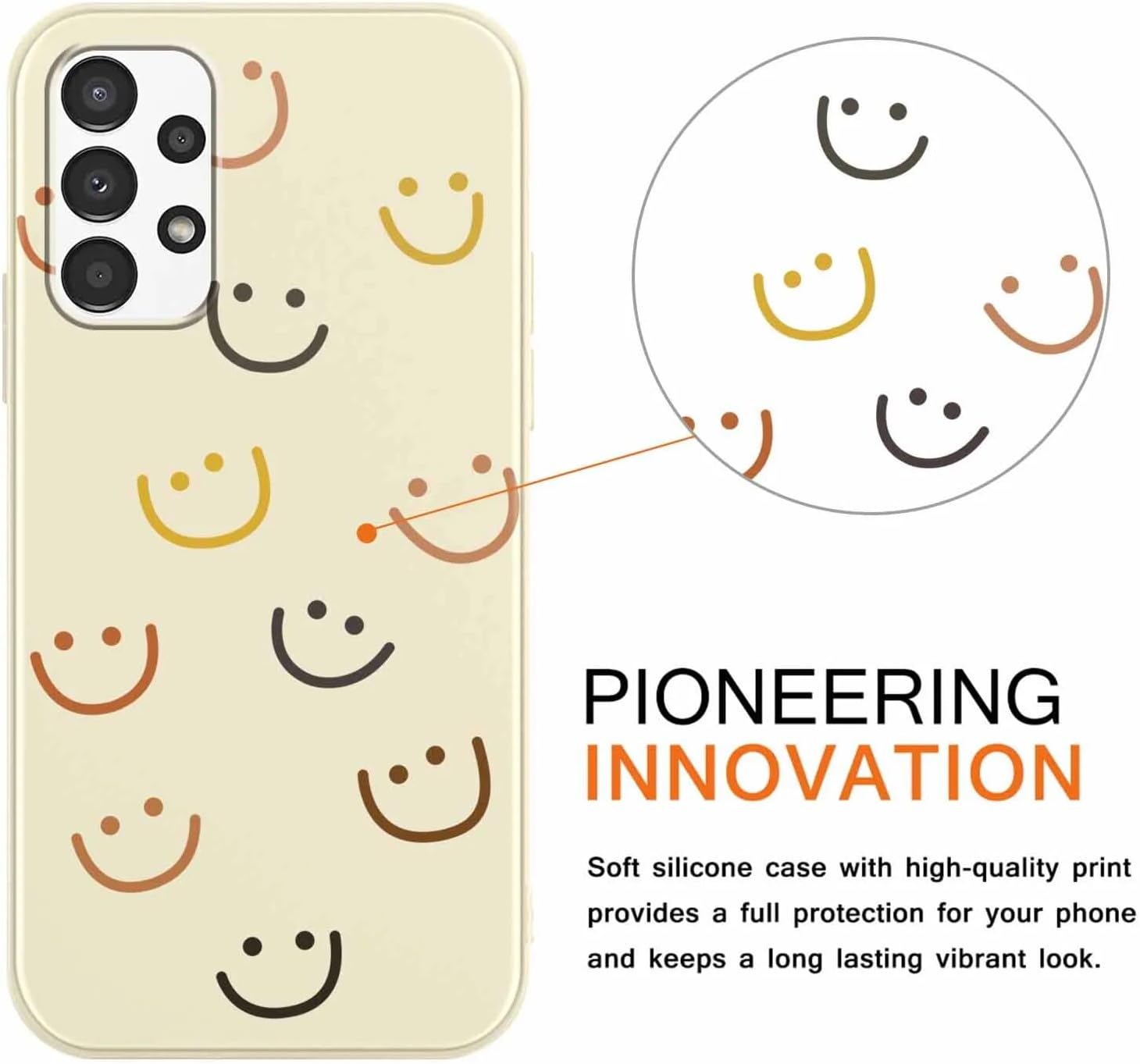 RUMDEY Paquete de 2 fundas de teléfono para Samsung Galaxy A32 5G de 6.5 pulgadas, diseño de sonrisa linda, silicona suave, delgada, TPU, a prueba