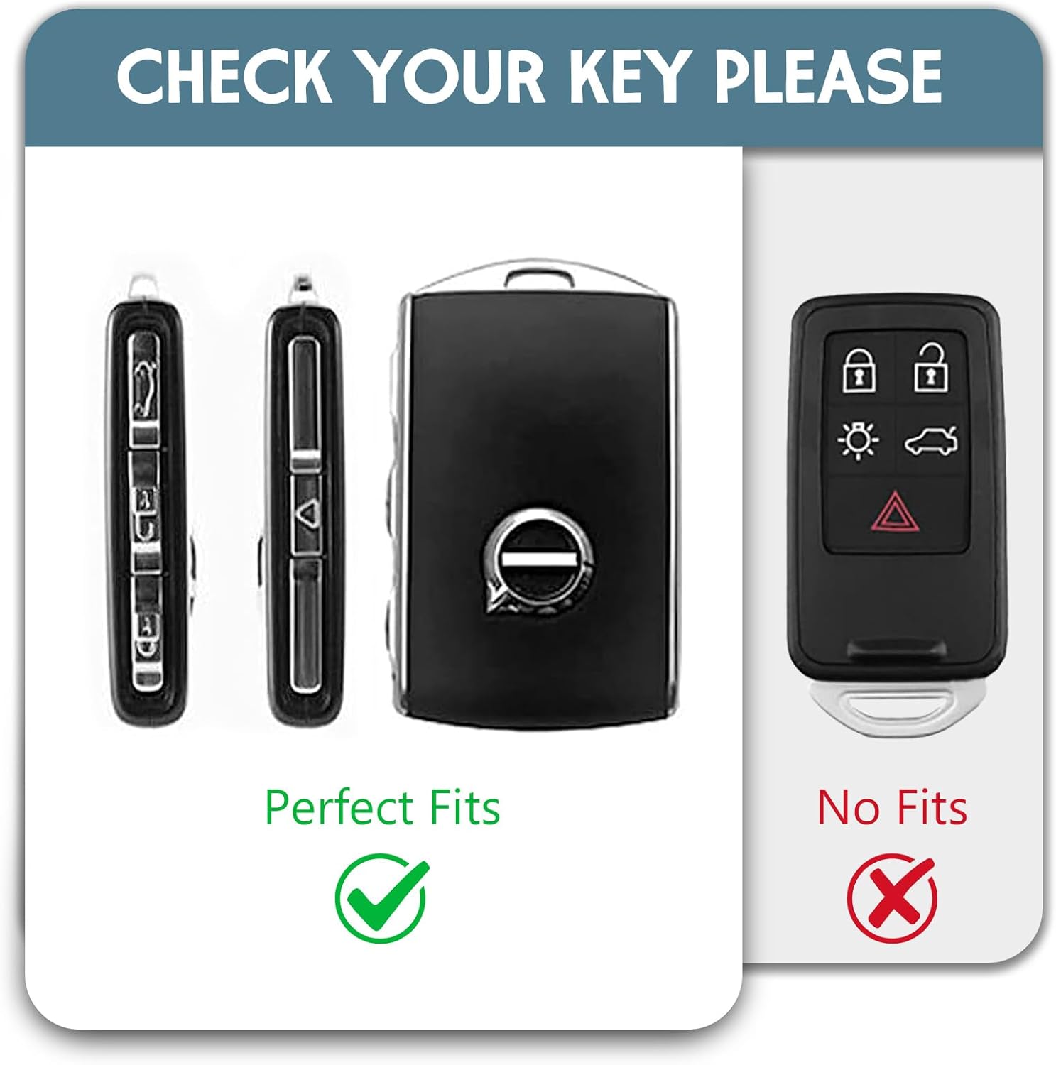 Funda para llavero Volvo con 4 botones laterales, funda de TPU inteligente compatible con Volvo XC40 XC60 XC90 S90 XC60 XC60 XC90 XC40 S90 V90 (gris)