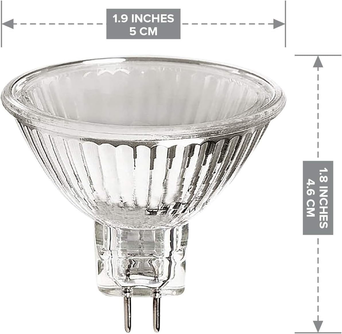 MR16 Bombilla halógena de punto de luz reflectora, 75 W, 12 V, 2 puntas, campana extractora, iluminación de alto CRI, blanco cálido, GU5.3, 75 W,