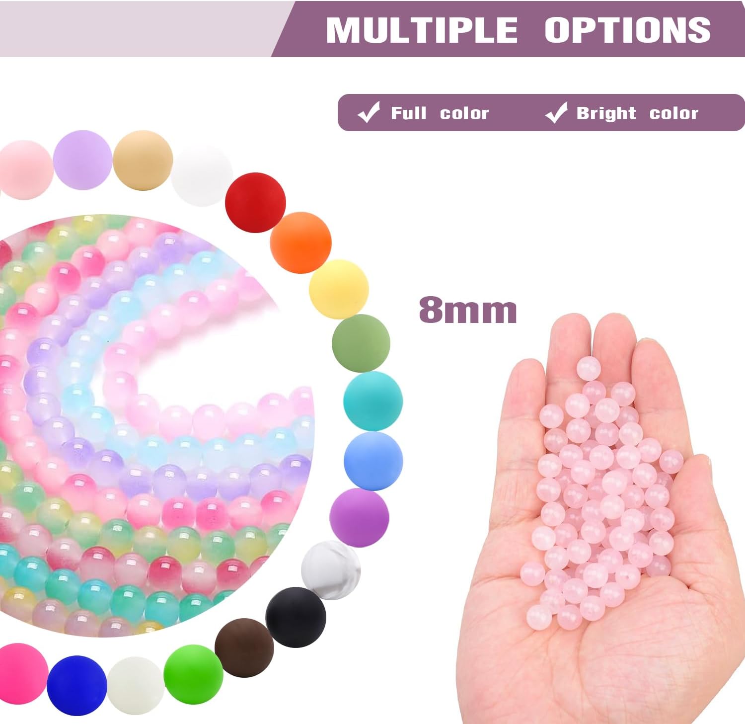 Kit de fabricación de pulseras de cuentas de vidrio, cuentas de vidrio de 0.315 pulgadas de colores mezclados para fabricación de joyas con