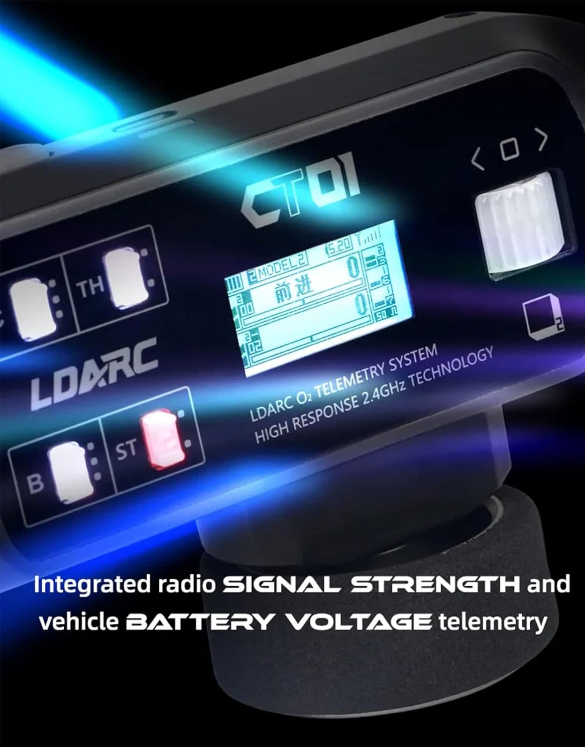 ZKSJ LDARC CT01 2.4G 8CH Transmisor de radio Control remoto Pantalla LCD 1,312.3 ft Rango de señal con receptor RC CR1800 impermeable para